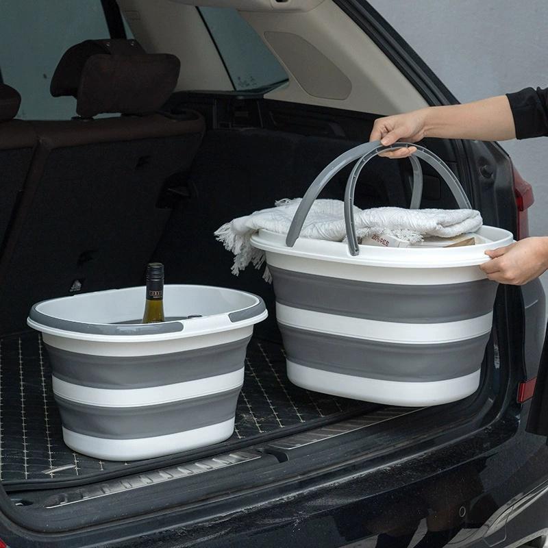 16L Collapsible Mop Bucket with Handles Space Saving Foldable Silicone Tub for Cleaning, Laundry, Storage - Portable Wash Basin