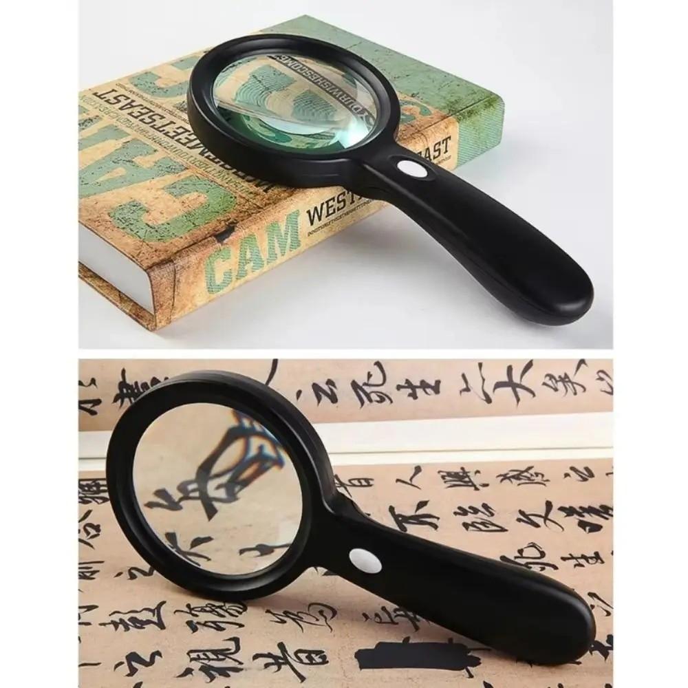 Hand Held Lighted Magnifying Glass HD Illumination Jewelry Loupe Magnifier  For Elderly People