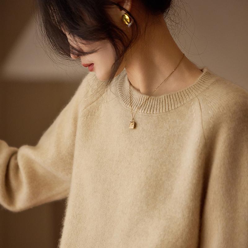 Women's Cashmere Sweater Qinghe Cashmere 30% Cashmere 70% Wool Autumn and Winter Pullover Warm and Fashionable