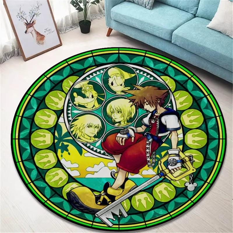 Cartoon Kingdom Hearts Printed Round Carpet Living Room Bedroom Non -slip Carpet Floor Mats Bedroom Decor Birthday Gift
