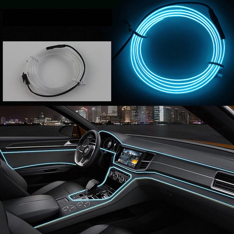 Car Interior Light Strip 2/3/5M Neon Atmosphere Glowing  Electrolum Inescent Light EL Wire Cable