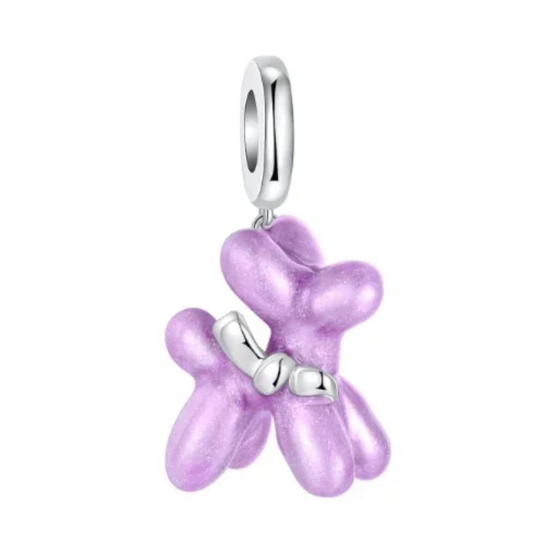 925 Silver Jellyfish Pendant Bead Sparkling Purple Charm for DIY Bracelet Jewelry Accessories Birthday Gift