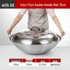Extra Thick Stainless Steel Double Ear Wok - Large Round Bottom Pot for Commercial Kitchens, Gas Stove Compatible
