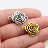 Flower Petal Connectors Botanical Themed Antique Bronze Zinc Alloy Jewelry Making Connect Charms Extender Connectors