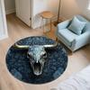 Cow Skull pattern round rug,Carpet Rug for Living Room Bedroom Sofa Playroom Decor,Non-slip Floor Mat,Holiday Gifts and Birthday Gifts