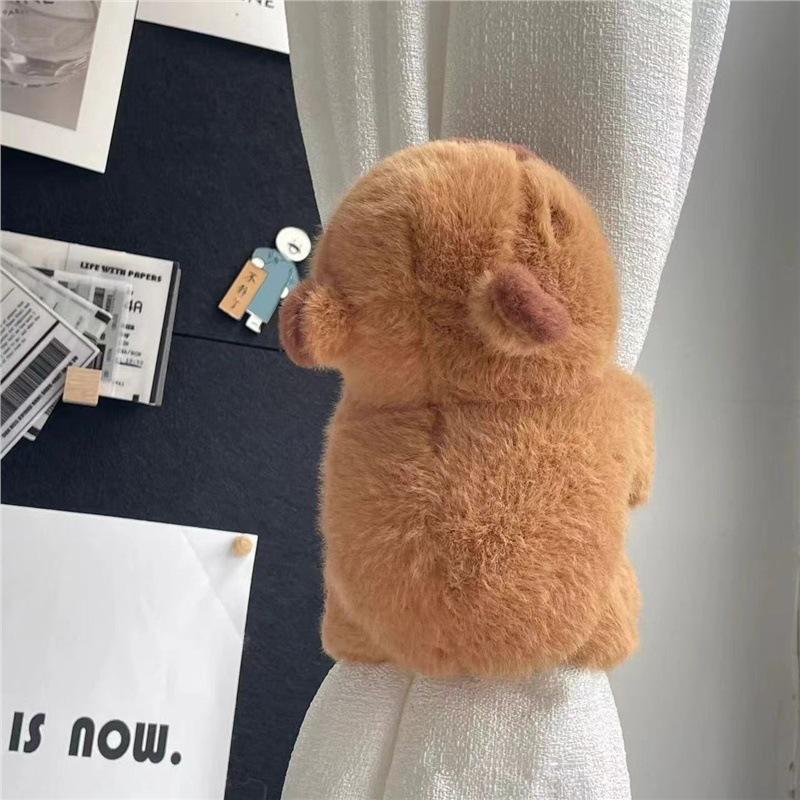 Capibara Plush Curtains Strap Fixed Pair of Decorative Dolls Bedroom Living Room Creative