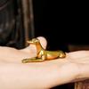1 Vintage Pure Brass Slim Dog Figurine - Elegant Tabletop Decor & Collectible for Pet Lovers - Intricate Copper Craftsmanship