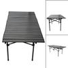 Folding Camping Table Black Spacious Storage Basket 47.24in Carbon Steel Portable Roll Up Outdoor Table for Backyard BBQ Party