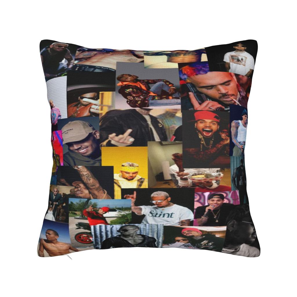 Chris Brown Breezy Bowl XX Tour Printed Pillowcase Cushion Cover  Pillow Covers Warm Sofa Decor Zipper Multiple Sizes