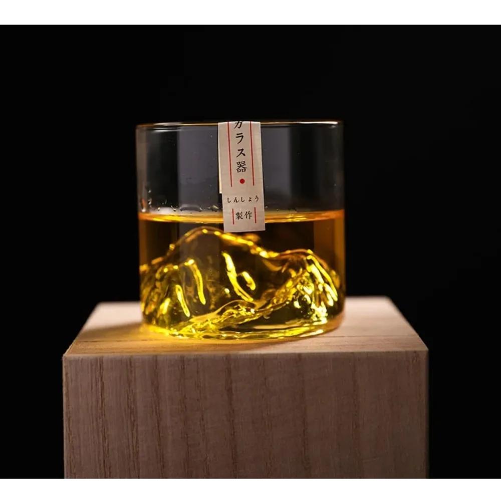 5 Oz 3D Guanshan Whiskey Glass Set Transparent Crystal Cup Suitable for Drinking Whiskey Cognac Cocktail Ice Wine Glass