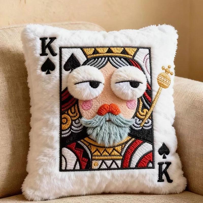 Creative Poker King Queen Plush Pillow Cushion Soft Stuffed Throw Pillow Plush Doll Home Sofa Bedroom Living Decor Unique Gift