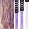 Yousheng 6Pcs Tinsel Hair Clips Easy To Install Remove Chic Look Anywhere Multicolor High Temperature Fiber Tinsel Hair