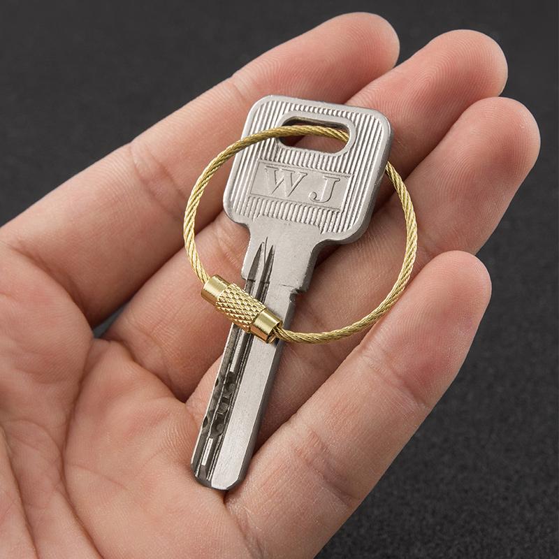 Set of 5 Gold Steel Wire Keychain Rings: Creative, Simple DIY Accessories