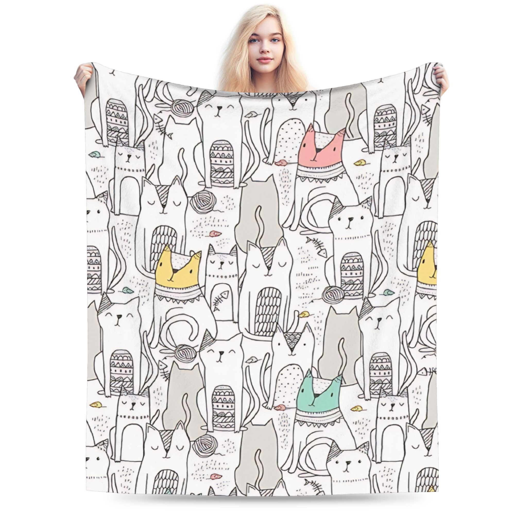 Retro Vintage Art Cute Cats Blankets Quality Soft Warm Throw Blanket Winter Child Couch Chair Funny Bedspread 75X95CM