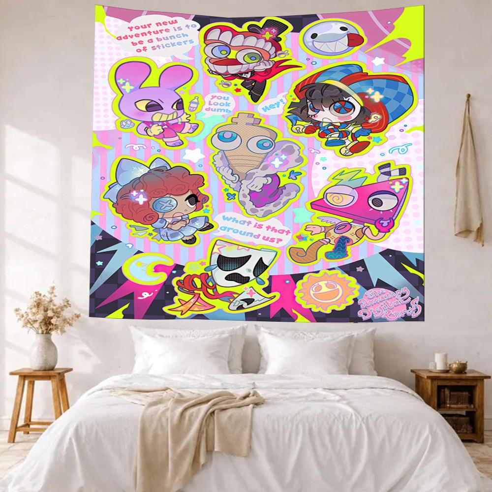 Digital Circus Wall Decor Tapestry Art For Pet Memorial Birthdaywedding Party Backdrop Family Gift
