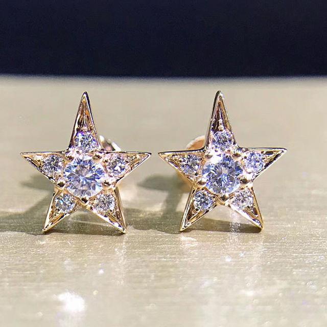 Trendy Female Stud Earrings With Star Shape Shiny Zirconia Accessories Fashion Women Silver Color/Gold Color Jewelry Gift