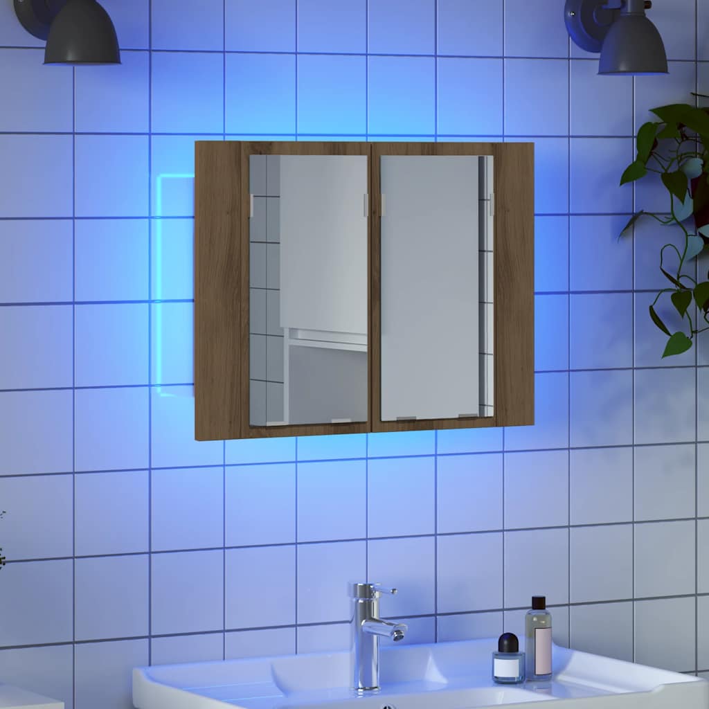 LED-Badezimmerschrank mit Spiegel, Aufbewahrungsspiegel für das Badezimmer, 60x12x45 cm