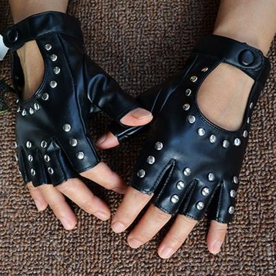 Nightclub Gloves for Women and Girls Half Finger PU Gloves Party Accessory for Stage Costume Female Dancer Pole Dancing