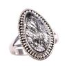 Natürlicher Schwarzer Rutil Edelstein 925 Massiv Sterlingsilber Schmuck Ring Größe 9 B7n50