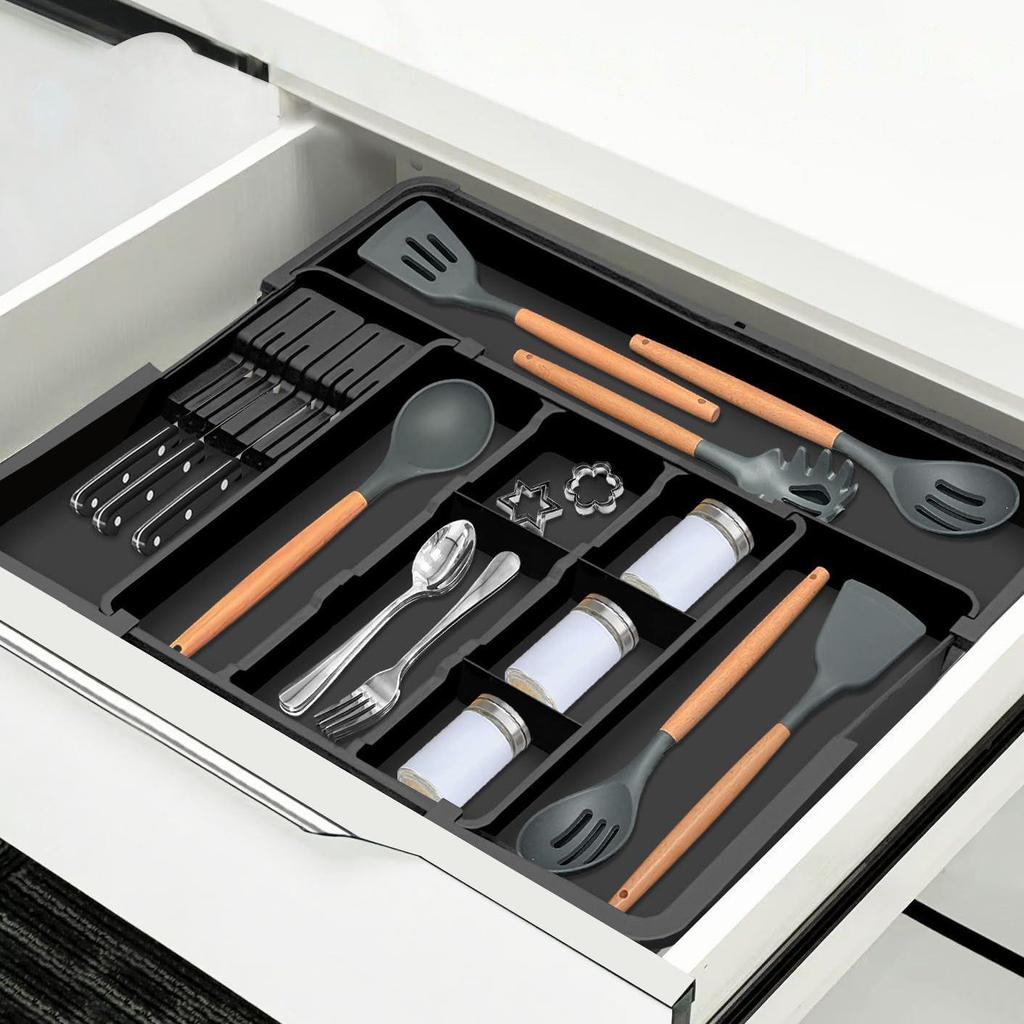 Retractable Kitchen Desktop Drawer for Organizing Cutlery and Utensils