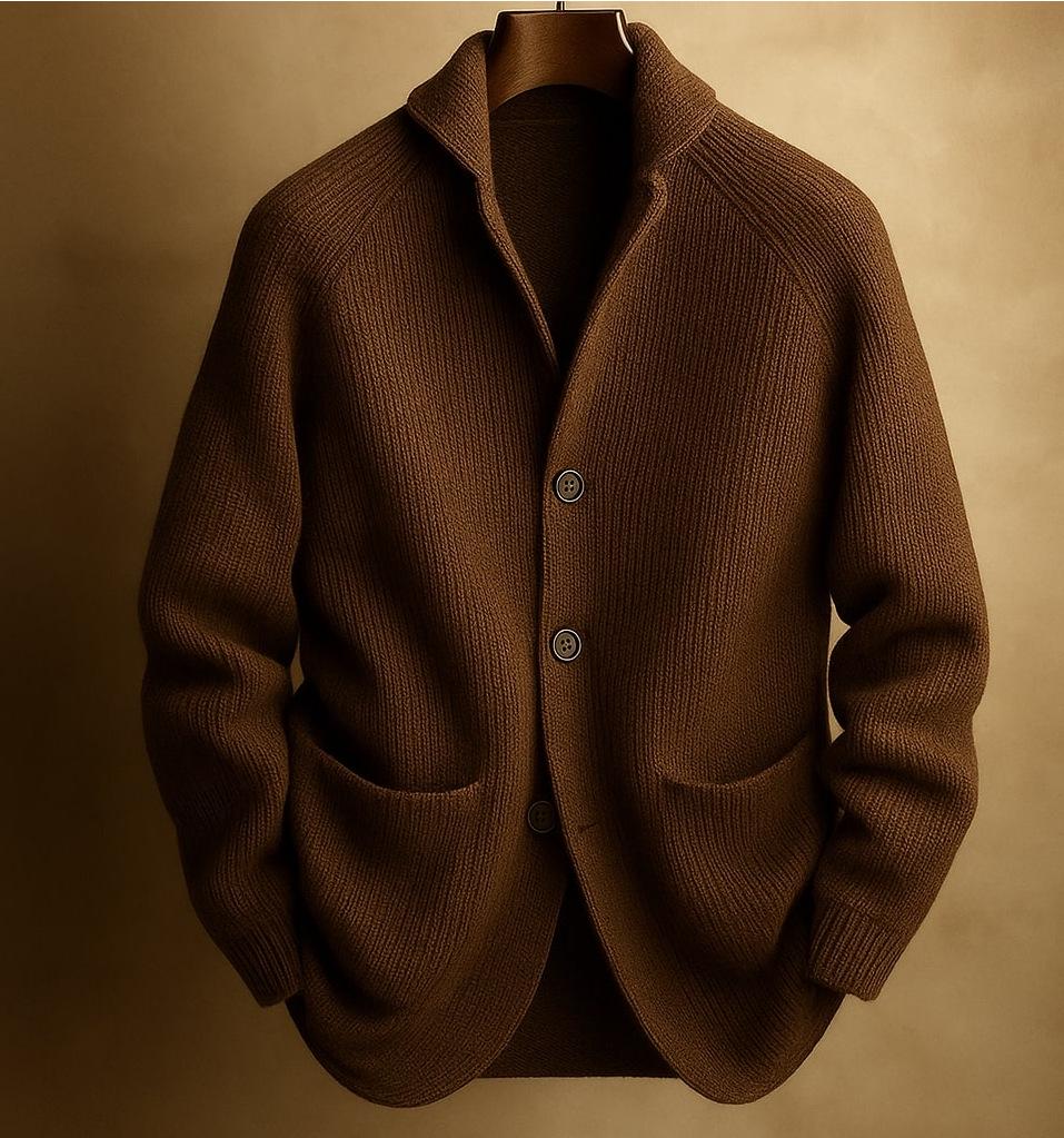 

2026 Men s Three-Button V-Neck Knit Cardigan M коричневий