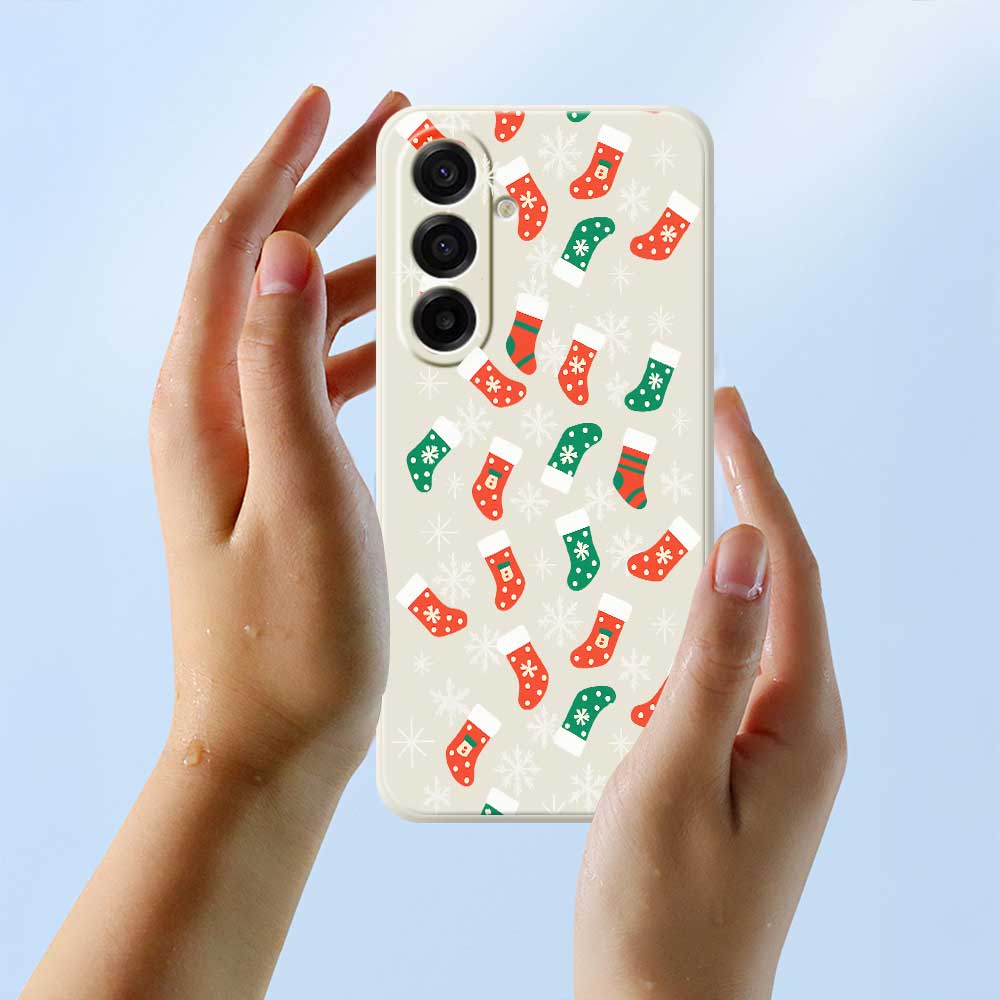 For Samsung Galaxy A17 5G Case Snowflake Socks Pattern Printing Straight Edge TPU Phone Back Cover