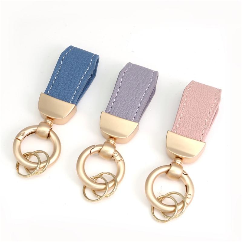 Elegant Texture Keychain Fashionable Color PU Leather Texture Practical Key Holder Key and Bag Charm for Any Occasion