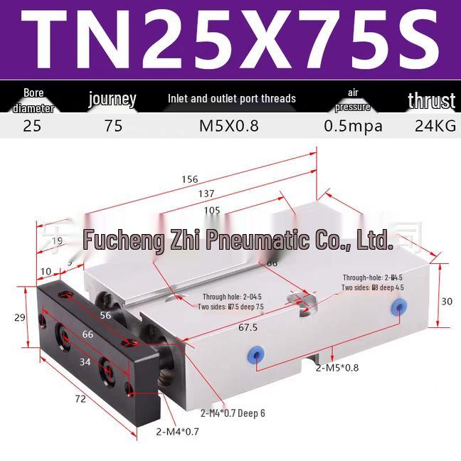 Double Shaft Pneumatic Cylinder with Dual Piston Rods TN10-40