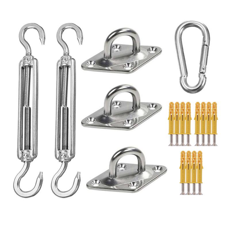 Outdoor Sun Shade Sail with 304 Stainless Steel Accessories & Turnbuckle Set