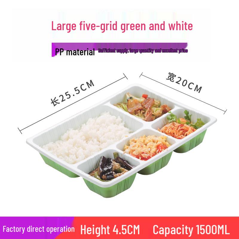 Four-Grid Disposable Plastic Bento Lunch Box with Lid, Multi-Compartment Food Packaging Container.
