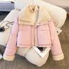 Lapel double-sided wear lamb wool down cotton-padded jacket women's autumn and winter small thickened cotton-padded jacket jacket