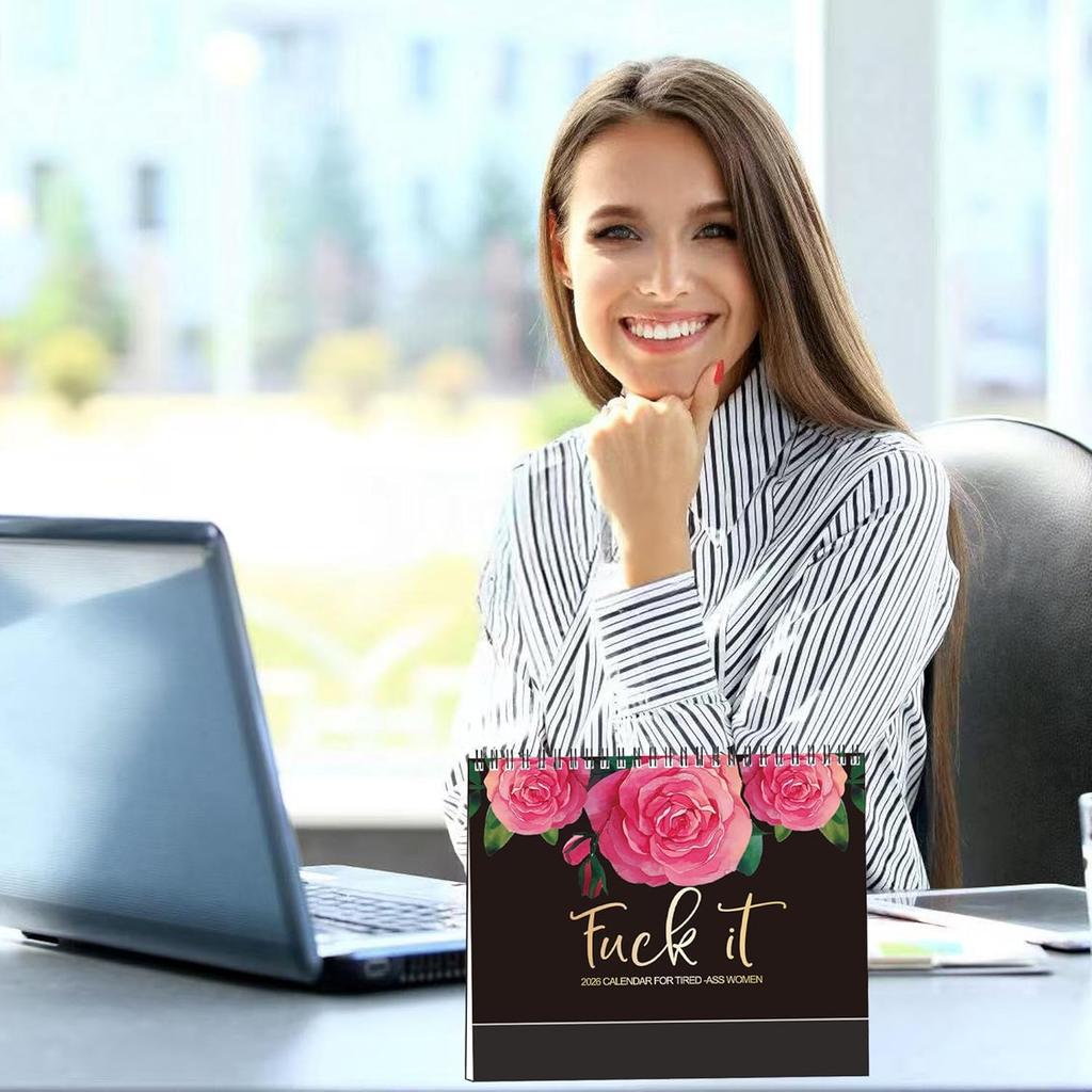 2026 Desk Calendar for Tired-Ass Women, Fu-ck it 2026 Calendar, Funny Swear Word Planner Monthly Calendar Gag Gift for Women Home Office White