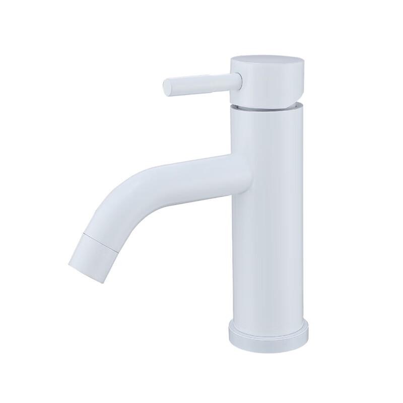 White Curved Spout Bathroom Basin Faucet