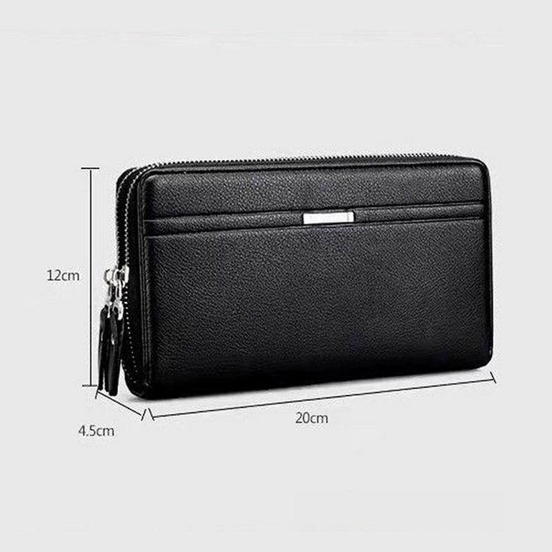 Multi Slot Men'S Handbag Mens Wallet Long Purse Leather Double Zipper Large Capacity Business Handbag Card Case Gift For Men