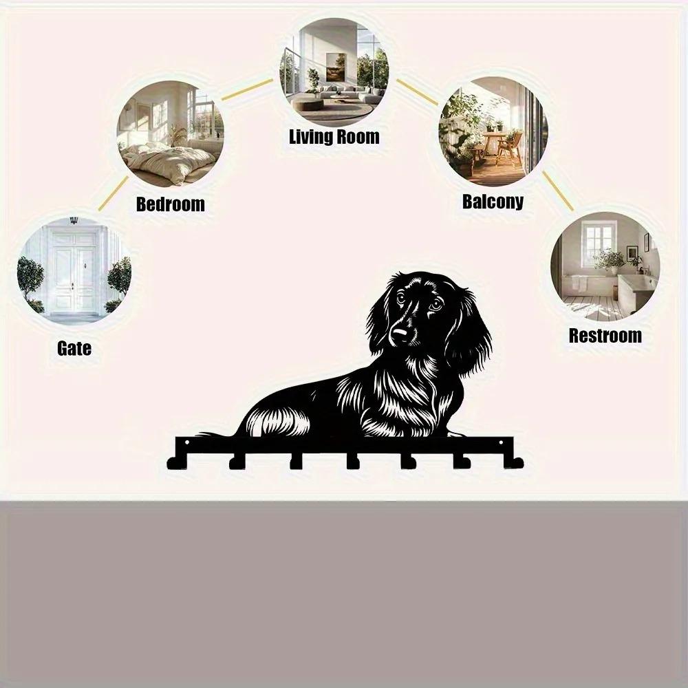 Heavy Duty Dachshund Key Holder Wall Mount Rustproof Cast Iron Home Entryway Organizer