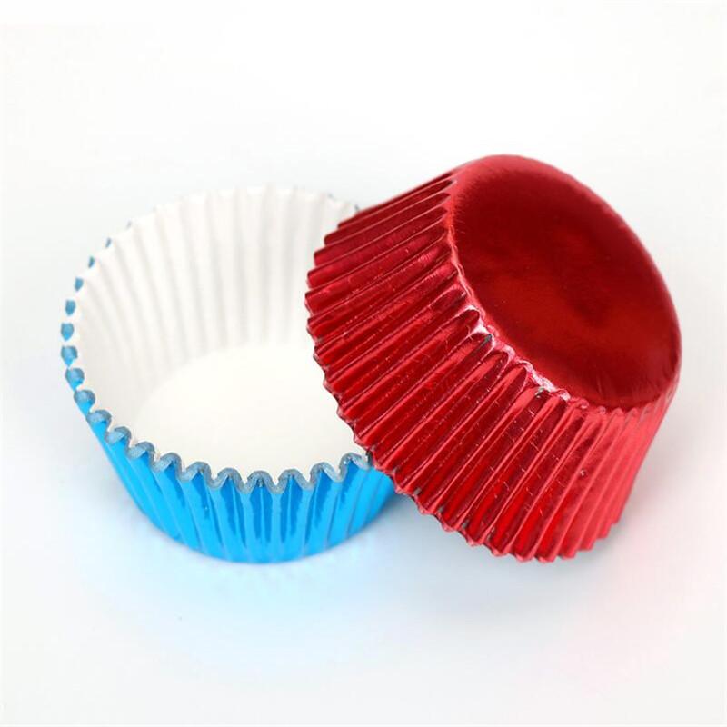 100pc cupcake paper cups gold/silver/Red Foil paper cupcake liner holder muffin baking cup cake case wrapper Aluminum Foil Metal
