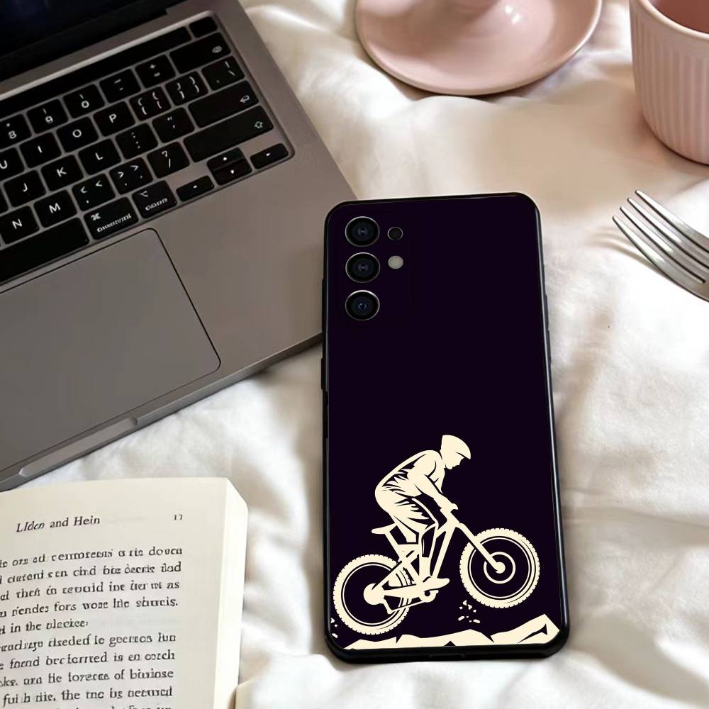 Cycling Bike Phone Case For Samsung S25,24,23,22,30,21,10,9,Ultra,Plus,Lite,FE,4,5 G Soft Black Case