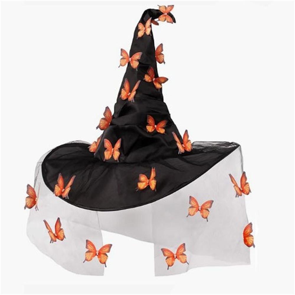 Halloween Witch Hat Mysterious Cosplay Witch Hat Butterfly Mesh Witch Hat Breathable For Halloween Adults Family Gathering