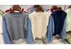 New Round Neck Denim Sleeve Patchwork Knit Sweater - Casual, Loose Fit, Lazy Style for Autumn/Winter