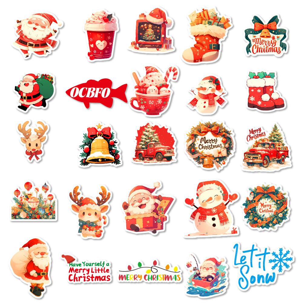 Stickers 50pcs Christmas Santa Claus Waterproof Cartoon Decal Car Decor Laptop