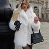 Autumn and Winter Imitation Fox Fur Toka Leather Jacket Suit Collar Long Fur Coat Female Trend