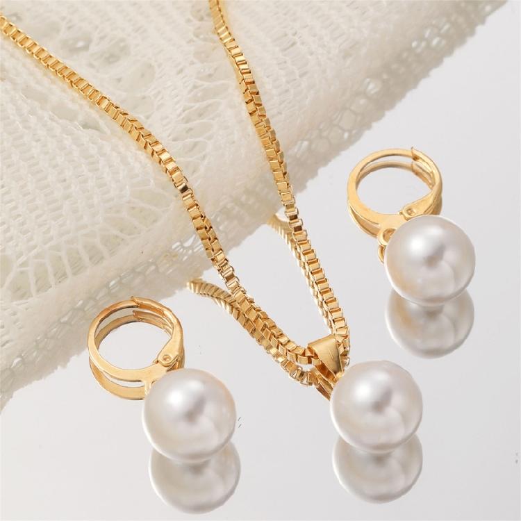 Pearls Jewelry Set Chain Necklace Women Office Wear Accessories Suitable for Business Meetings and Social Gatherings