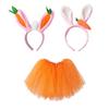 Girls Easter Bunny Costume Easter Cute Rabbit Ears Carrot Headband Ballet Skirt Kids Cosplay Accessories Set