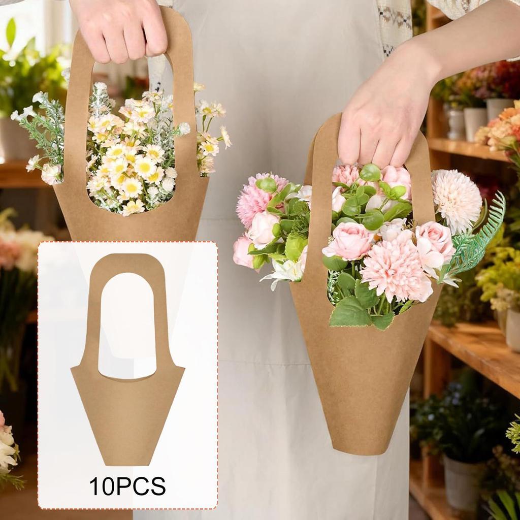 Paper Flower Gift Bags for Arrangement Holiday Visiting Friends 20pcs