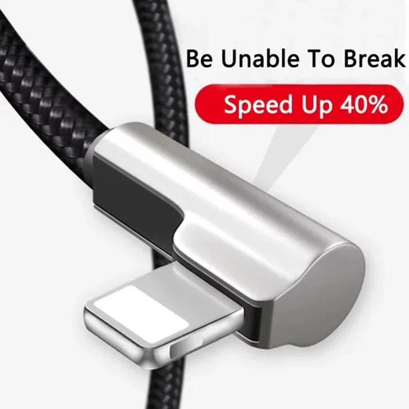 New USB Cable Reversible 90 Degree Cords Fast Charging for Android or IOS Devices