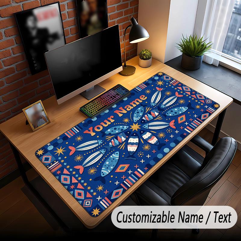 Fish Ocean Theme Custom Mouse Pad Personalized With Name Text Customized Desk Mat For Office Home Decor