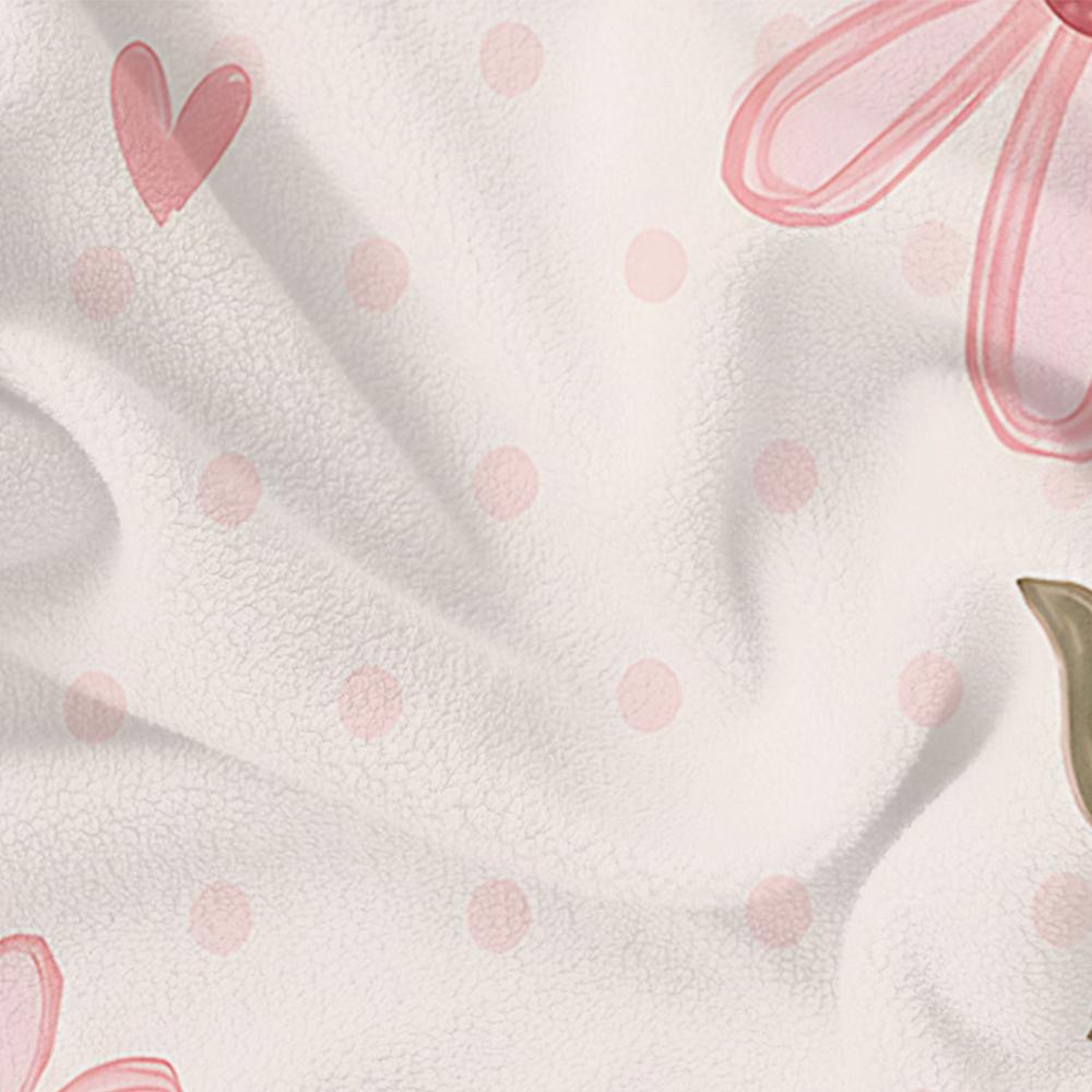 Pink Daisy Bow Cherry Soft Flannel Blanket Breathable Warm Throw for Office Car Sofa Kids Room Birthday Xmas Gift