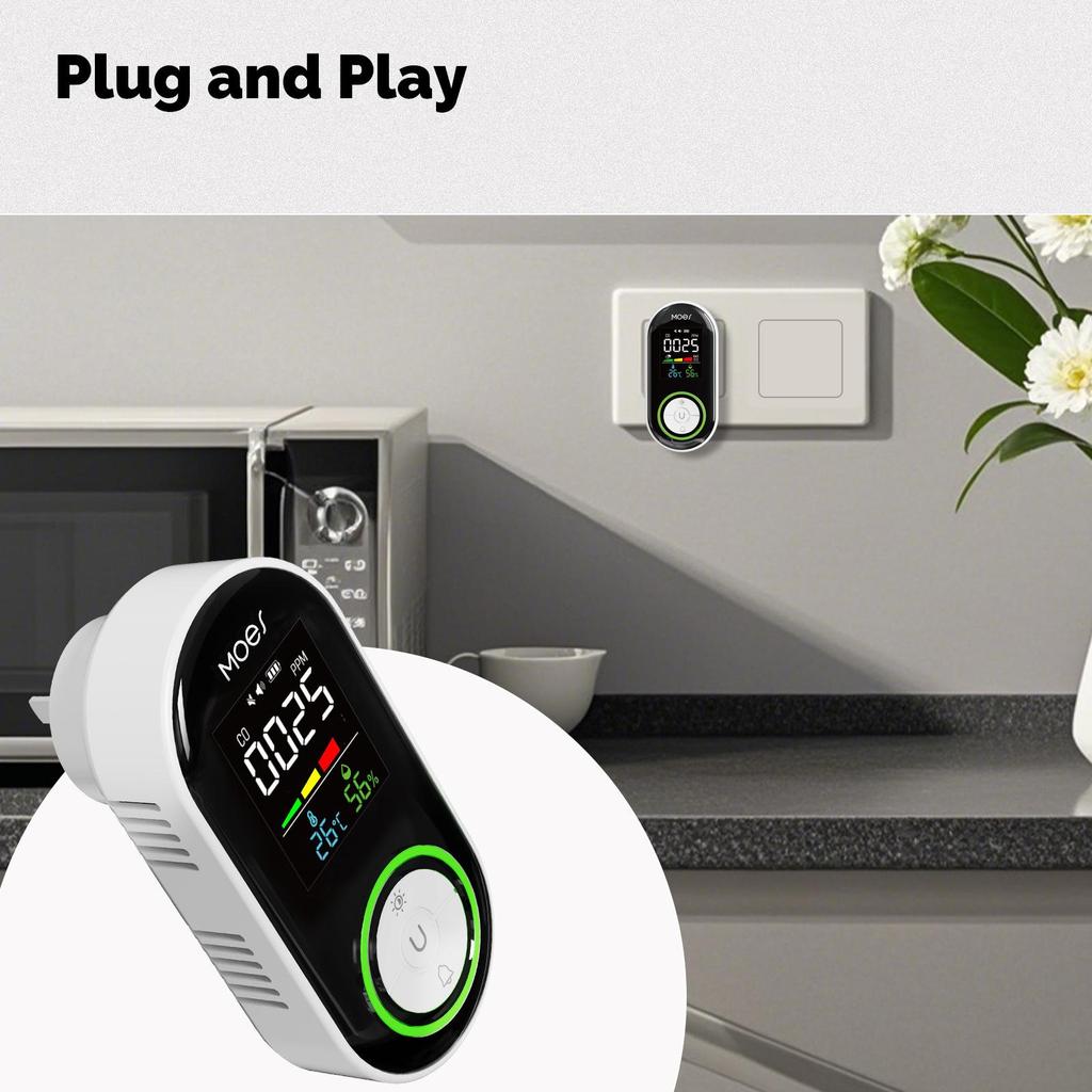 Home & RV CO Detector with Temperature, Humidity, Smoke, and Gas Monitoring