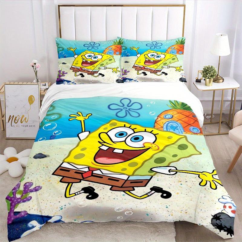 3pcs SpongeBob SquarePants Bedding Set - 1 Soft Quilt Cover + 2 Pillowcases, Machine Washable - Suitable for All Seasons, Perfect Gift for Family and