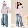 Hello Kitty Girls' Fall Casual Hooded Cardigan Set